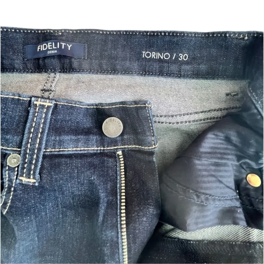 30x28 Fidelity Torino Slim Mens Denim New Calvary Dark Blue Wash